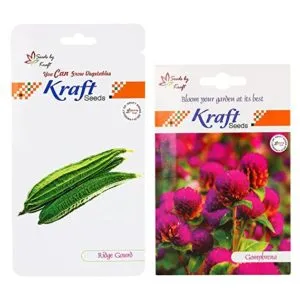 Kraft Seeds Gomphrena Flower and Ridge Gourd Rs 45 amazon dealnloot