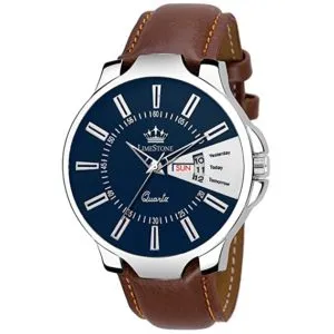 LimeStone Day and Date Functioning Leather Strap Rs 99 amazon dealnloot