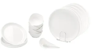 Signoraware Round Dinner Set, 24-Pieces, White