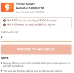 Swiggy Add Money Offer