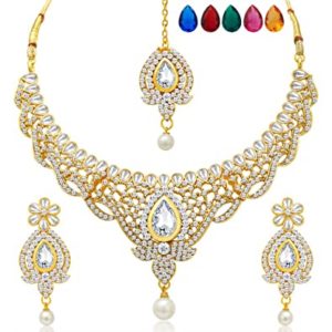 Sukkhi Divine Gold Plated AD Necklace Set Rs 220 amazon dealnloot