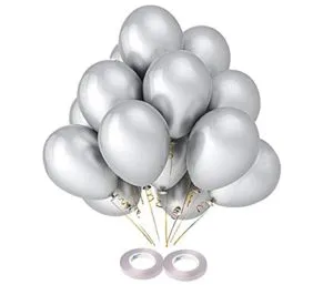 AMFIN 10 Inch Silver Metallic Balloons Pack Rs 115 amazon dealnloot