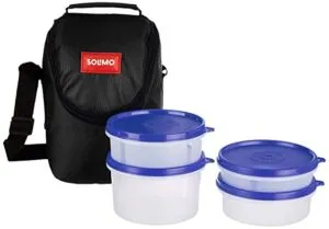Amazon Brand Solimo Plastic Lunch Box with Rs 189 amazon dealnloot