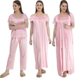 Fomti Women Nighty Set Pink Rs 499 flipkart dealnloot