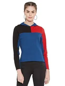 GRITSTONES Women Full Sleeves Color Block Hooded Rs 199 amazon dealnloot