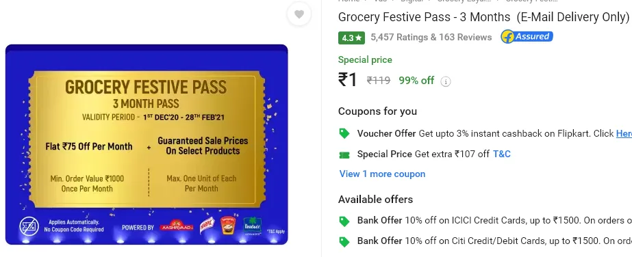 Grocery Festive Pass - 3 Months