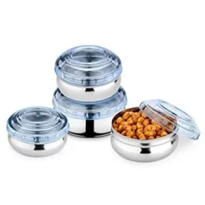 Jensons Stainless Steel 4Pcs Belly Shape Storage Rs 298 amazon dealnloot