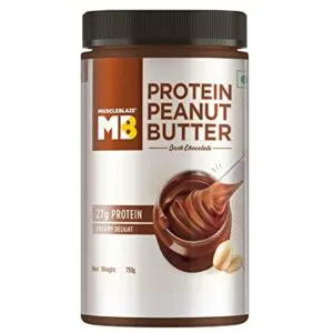 MuscleBlaze High Protein Peanut Butter 750g Dark Rs 379 amazon dealnloot