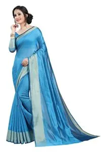 PERFECTBLUE Cotton Silk with Blouse Piece Saree Rs 199 amazon dealnloot