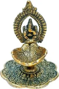 Rangoli Gold Plated Table Diya Height 3 Rs 92 flipkart dealnloot