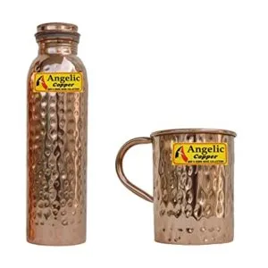 Angelic Copper Hammered Bottle with Cup 1 Rs 592 amazon dealnloot