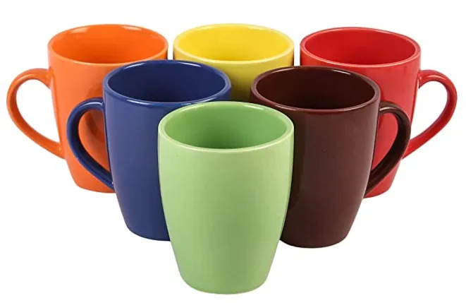 Anwaliya Ceramic Coffee Mug - 6 Pieces, Multicolour