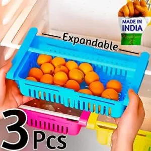 Clazkit Plastic Refrigerator Storage Rack Set Set Rs 243 amazon dealnloot