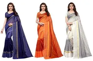 GoSriKi Polycotton saree with blouse piece Rs 399 amazon dealnloot