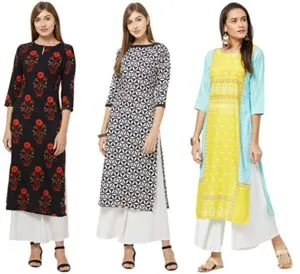 GoSriKi Women s Straight Kurta Combo Pack Rs 399 amazon dealnloot