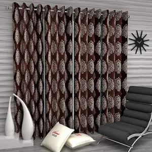 Home Sizzler Polyester Blend Window Curtains Brown Rs 379 amazon dealnloot