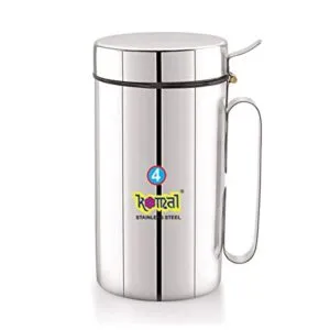 Komal White Cap Stainless Steel Oil Can Rs 298 amazon dealnloot