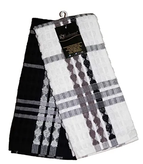 Lushomes Black Terry Kitchen Towels (Pack of 2)