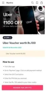 Myntra Uber offer