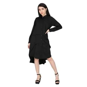 Rheson Womens Collared Solid Layered Shirt Dress Rs 1899 amazon dealnloot