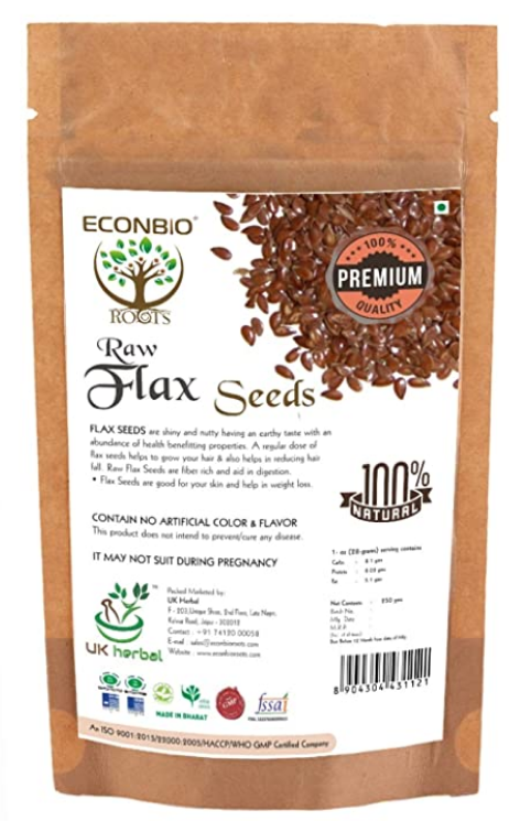 Econbioroots Certified Organic Raw Flax Seeds 250g