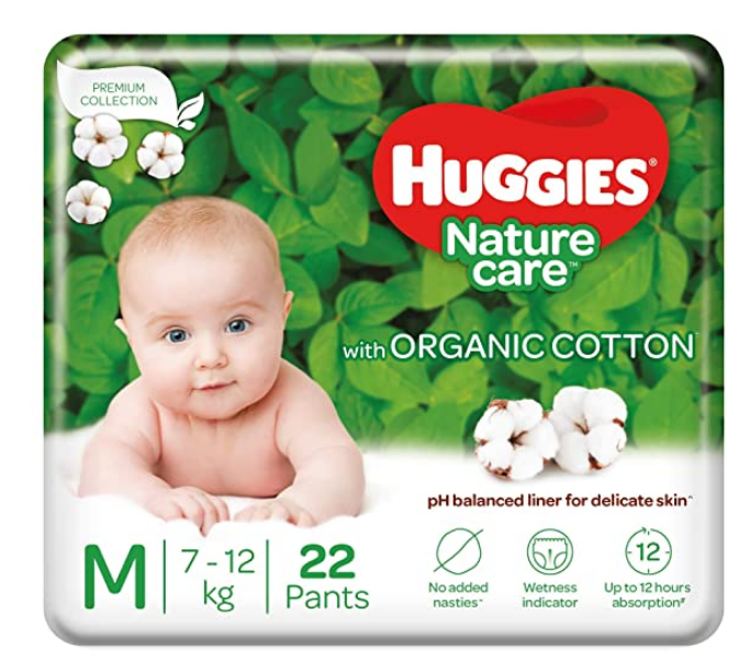 Huggies Nature Care Pants, Medium Size Diaper Pants, 22 Count