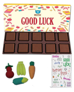 BOGATCHI Good Luck Chocolate Gift for Exams, 10pcs + Free Best of Luck Exams Card + Fruit Erasers