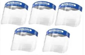 MASONIC Fluid Resistant Clear Full Face Masks Protective Anti-Splash Facial Cover with Elastic Band and Soft Sponge (Pack of 5) Face shield mask Safety Visor