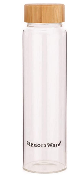 Signoraware Bamboo Borosilicate Glass Bottle,500ml