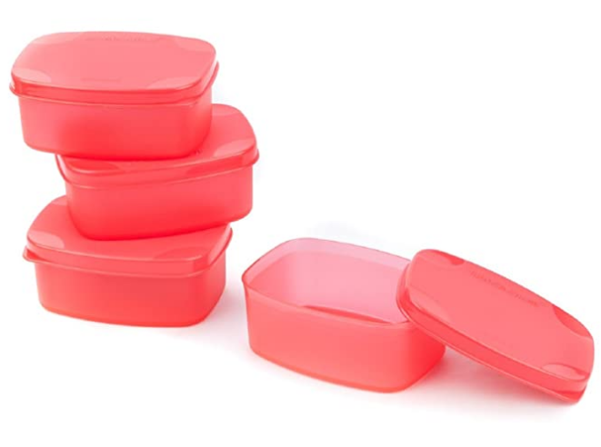 Signoraware Cute Plastic Container Set, 100ml, Set of 4, Red