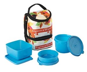Signoraware Blossom Trio Lunch Box with Bag Rs 369 amazon dealnloot
