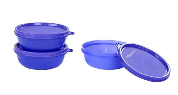 Signoraware Buddy Plastic Bowl Set, 300ml, Set of 3, Deep Violet