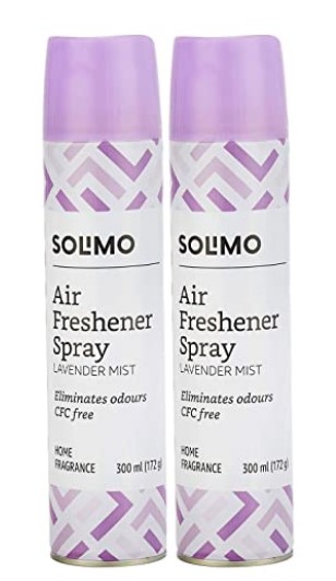 Amazon Brand - Solimo Home Air Freshener Spray, 300 ml - Lavender Mist (Pack of 2)