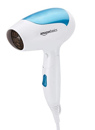 AmazonBasics 1400W Sleek Hair Dryer with Foldable Handle (Blue)