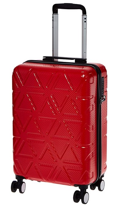 AmazonBasics Pyramid Hardside Carry-On Luggage Spinner Suitcase with TSA Lock - 55.5 cm, Red
