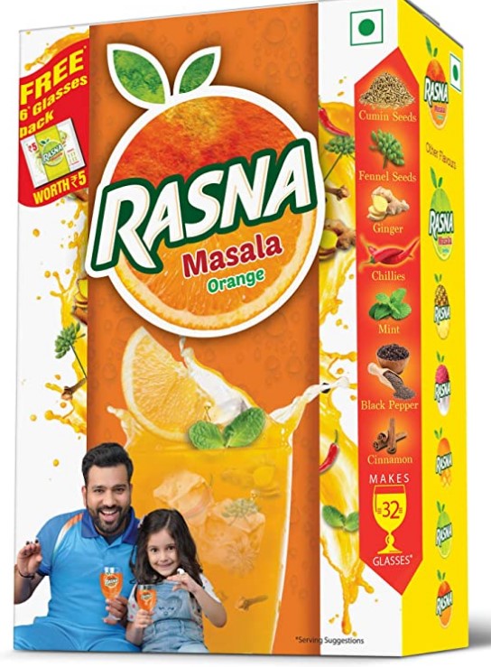 Rasna Fruit Fun 32 Glass monocarton, Masala Orange Pack of 5