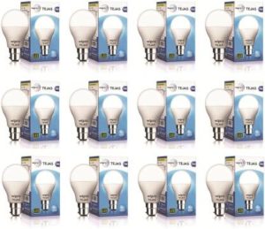 WIPRO 9 W Standard B22 LED Bulb  (White, Pack of 12)