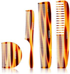 Amazon Brand - Solimo Handmade Brown Set of 4 Combs