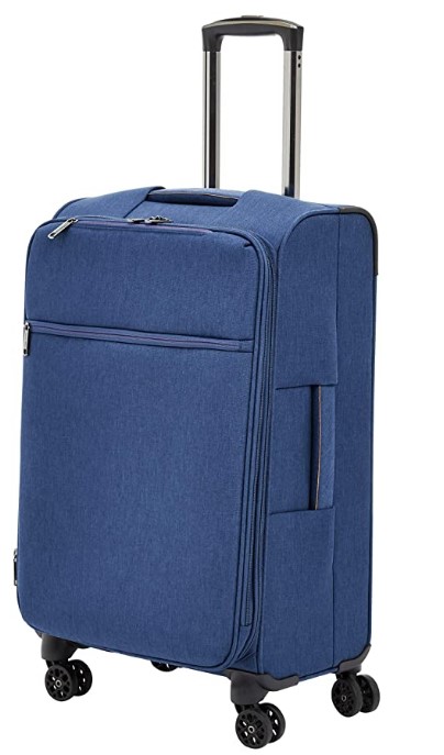 AmazonBasics Belltown Softside Rolling Spinner Suitcase Luggage - 25 Inch, Heather Blue