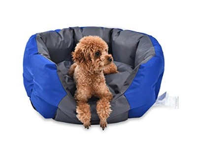 AmazonBasics Water-Resistant Pet Bed for Small Dogs, Oval, Royal Blue, 68 cm