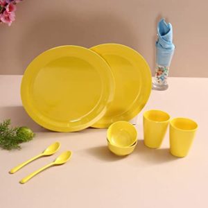 Iveo Melamine Dinner Set 8 Pieces Yellow Rs 347 amazon dealnloot