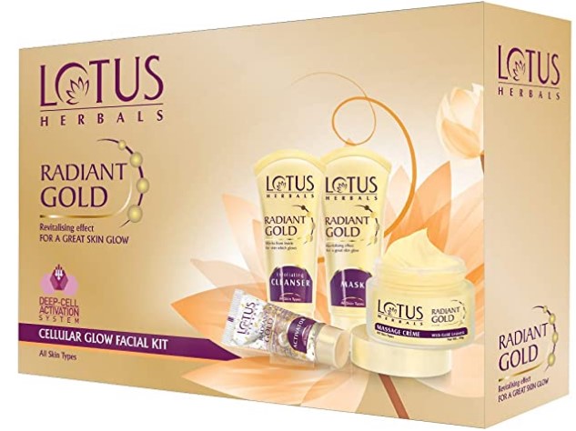 Lotus Radiant Gold Facial Kit for instant glow with 24K Pure Gold & Papaya
