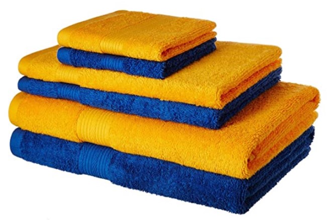 Amazon Brand - Solimo 100% Cotton 6 Piece Towel Set, 500 GSM