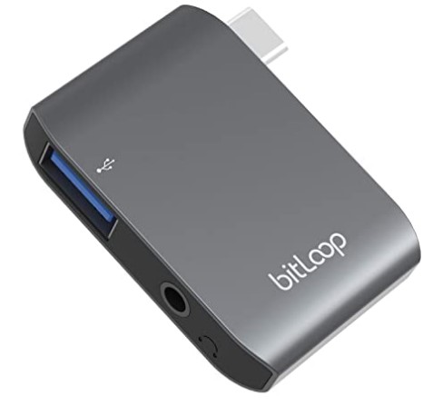 BitLoop USB C and USB 3.0 Hub with 3.5 mm Audio Jack (Space Grey)