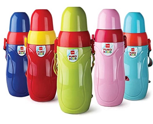 Cello Puro Kids Plastic Bottle Set, 400ml, Set of 5, Multicolour