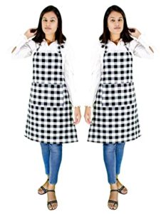 GLUN Waterproof Unisex Kitchen Checkered Design Apron Rs 199 amazon dealnloot