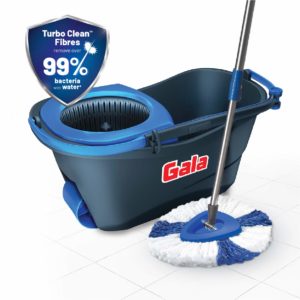 Gala Turbo Spin Mop that removes over 99% bacteria,  with Easy wheels, Triangular head