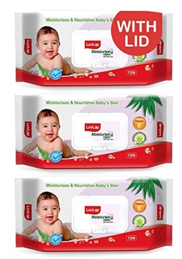 LuvLap Paraben Free Baby Wipes with Aloe Vera, with Fliptop Lid