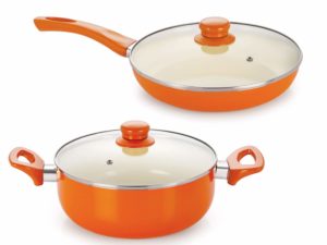 Nirlon Non-Stick Ceramic Cookware Set, 2-Pieces, Orange