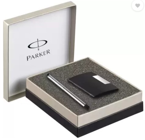PARKER Vector Stainless Steel CT with Free Card Holder Roller Ball Pen